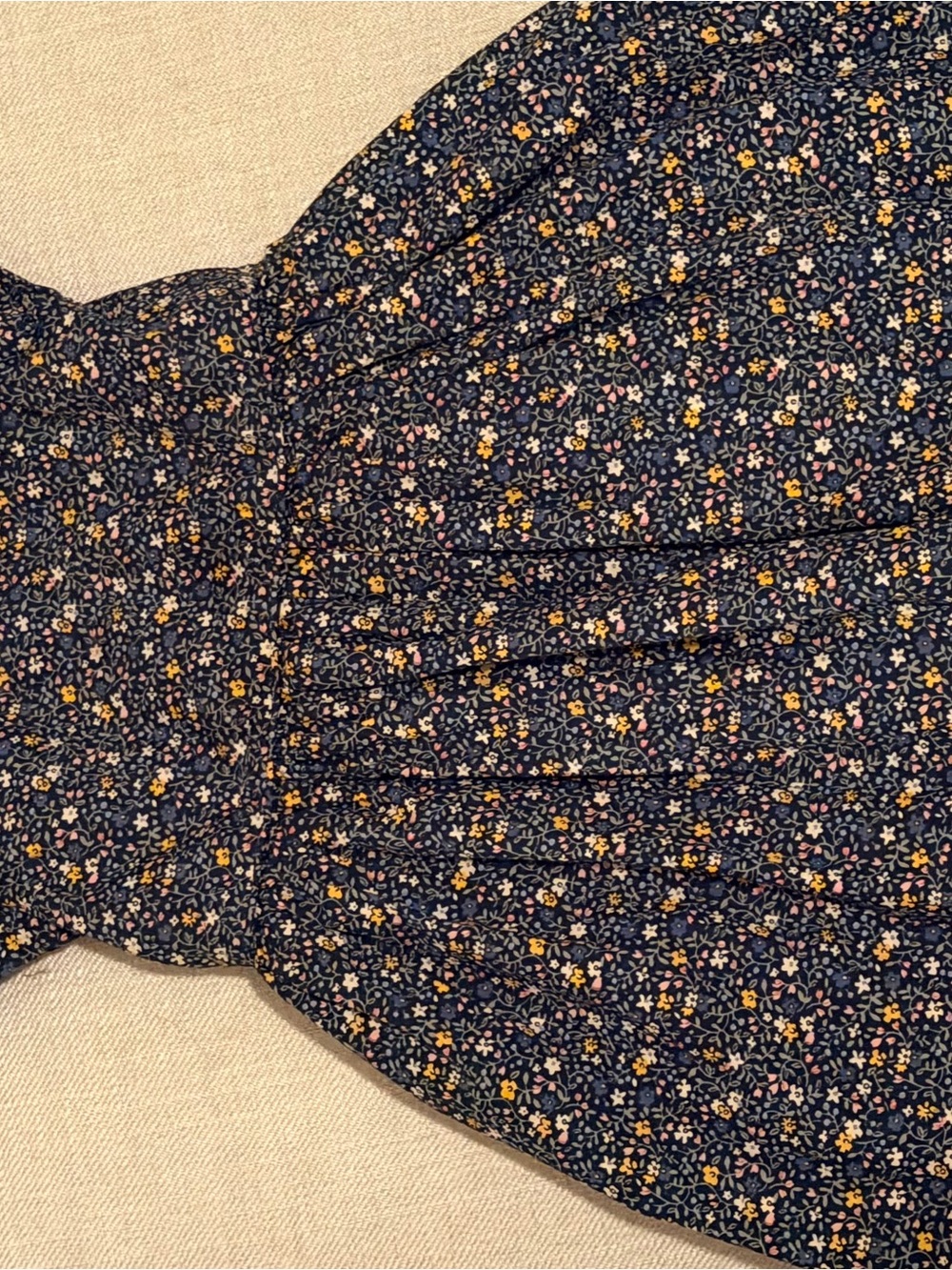 Ralph Lauren Navy Floral Smock Dress with Pink & Yellow Accents